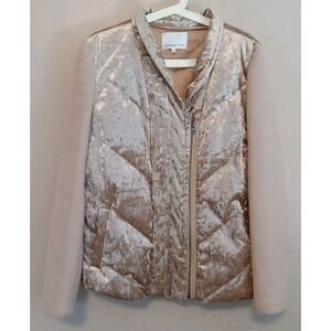 Symphony And Note Women Gold Quilted Wool Blend Jacket Size Xl
